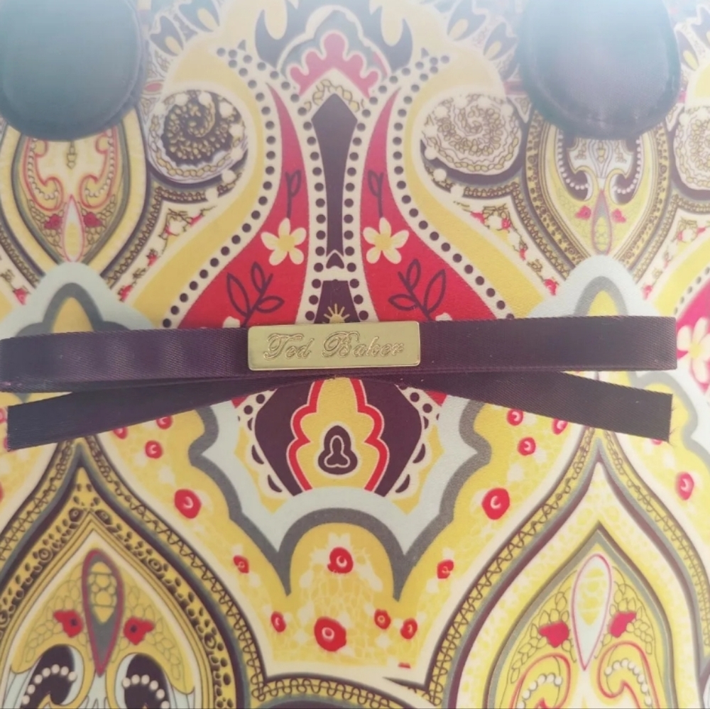 TED BAKER Paisley Print Beauty Vanity Travel Bag Make Up Yellow Purple Large NEW - Picture 8 of 12